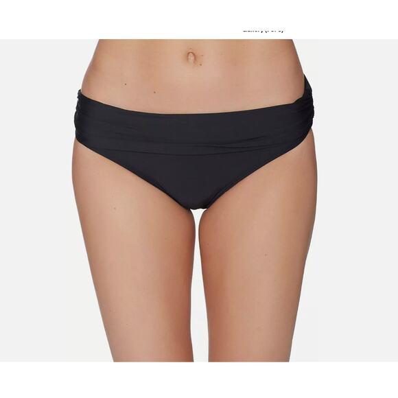 Athena Women's Plus Size Cabana Solids Lani Banded Bikini Bottom, Black, XS - Picture 1 of 3